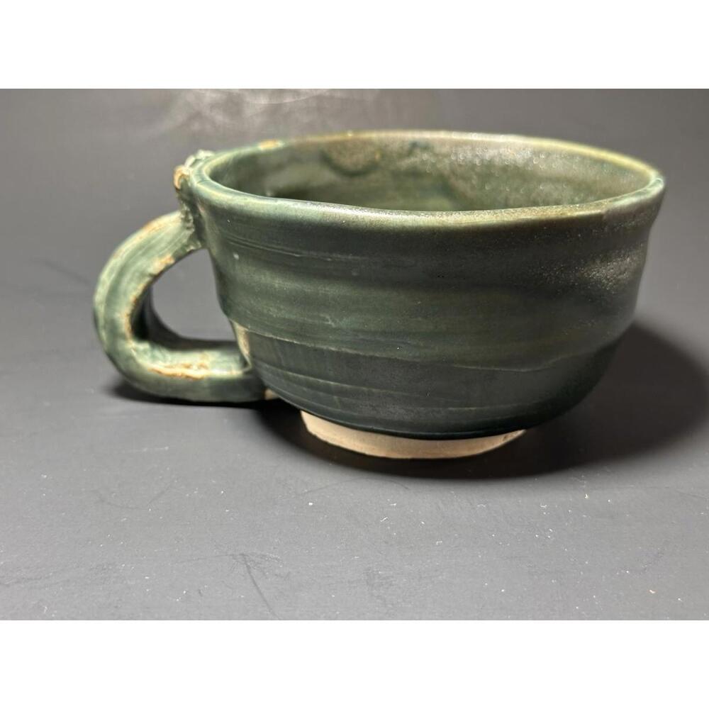 Studio Art Pottery Coffee Mug Cup Hand Thrown Blue Rustic S. Ogden 2010 Green